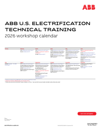 ABB Electrification U.S. 2026 Training Calendar Reference Sheet