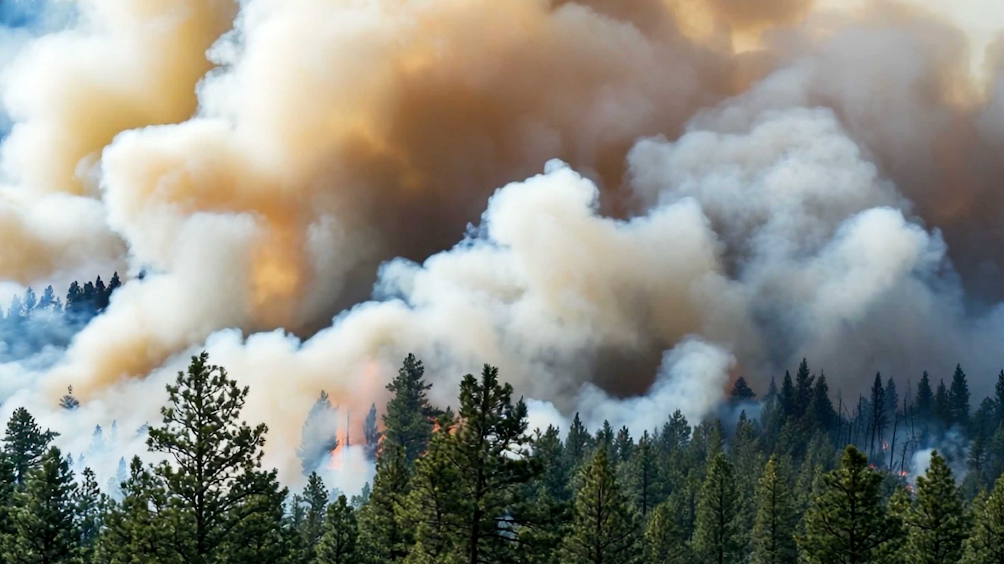 smoke in the mountains from wildfire