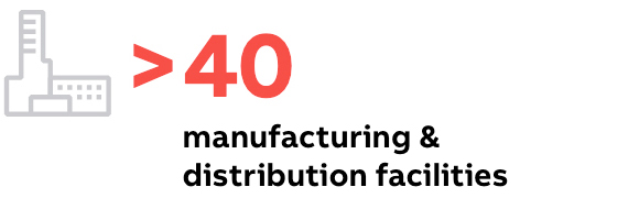 > 40 ABB manufacturing & distribution locations