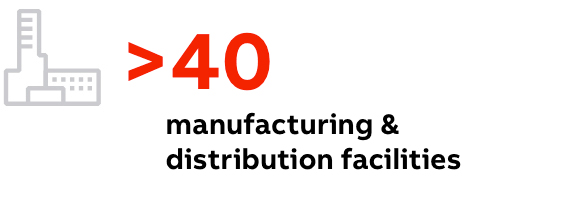 > 40 ABB manufacturing & distribution locations